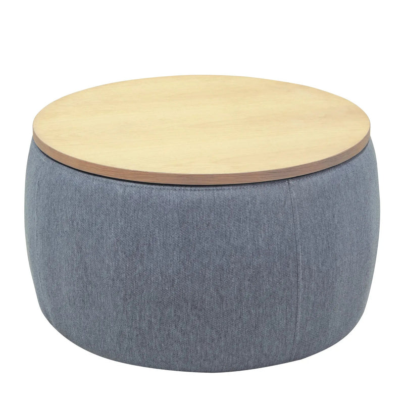 Round Storage Ottoman, 2 in 1 Function, Dark by HouseOfZazla