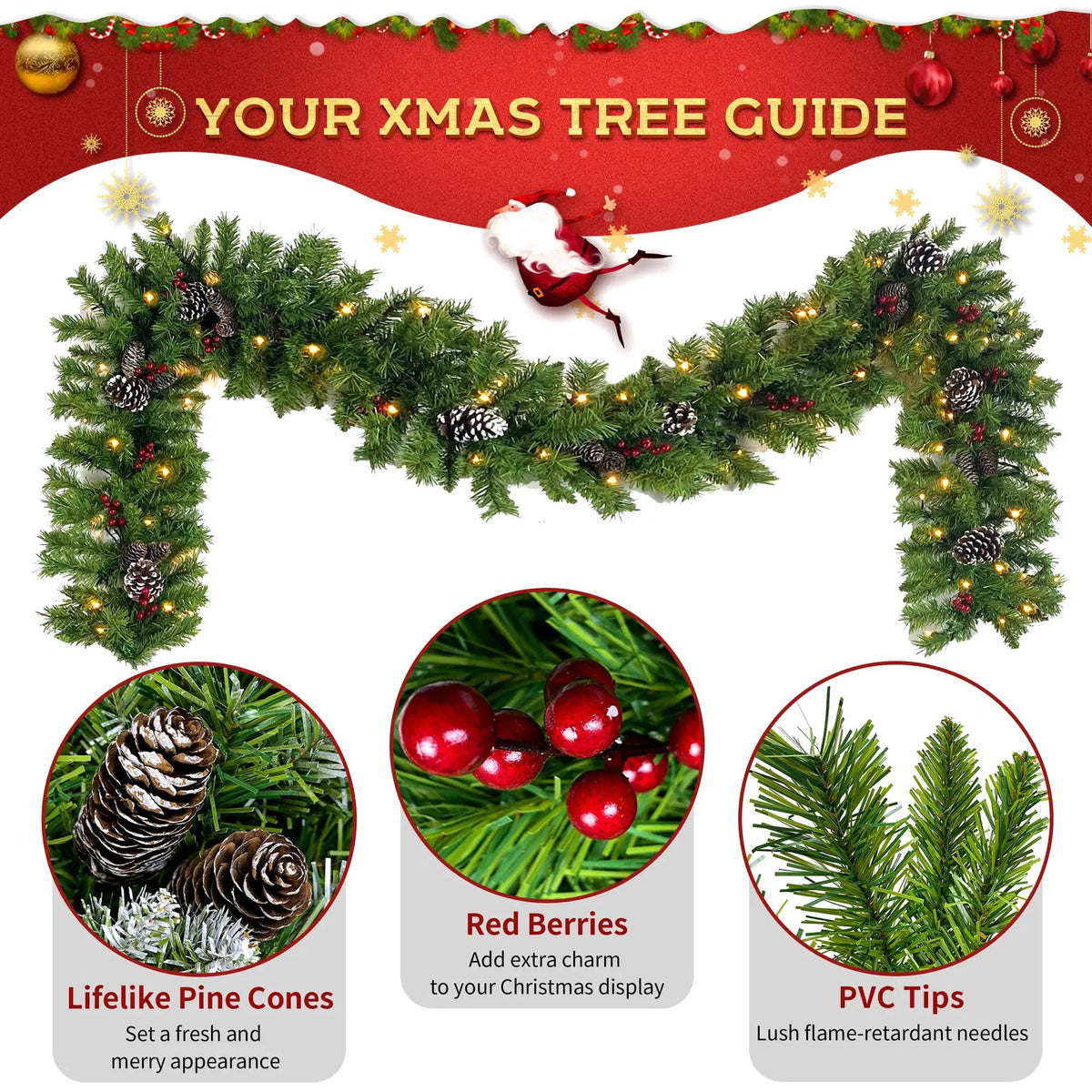 Pre-Lit Xmas Tree Artificial Christmas 3-Piece Set by HouseOfZazla