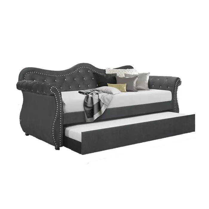 Abby Upholstered Velvet Wood Daybed with Trundle by HouseOfZazla