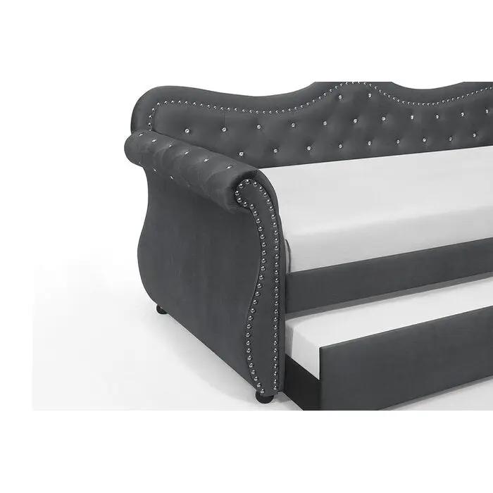 Abby Upholstered Velvet Wood Daybed with Trundle by HouseOfZazla