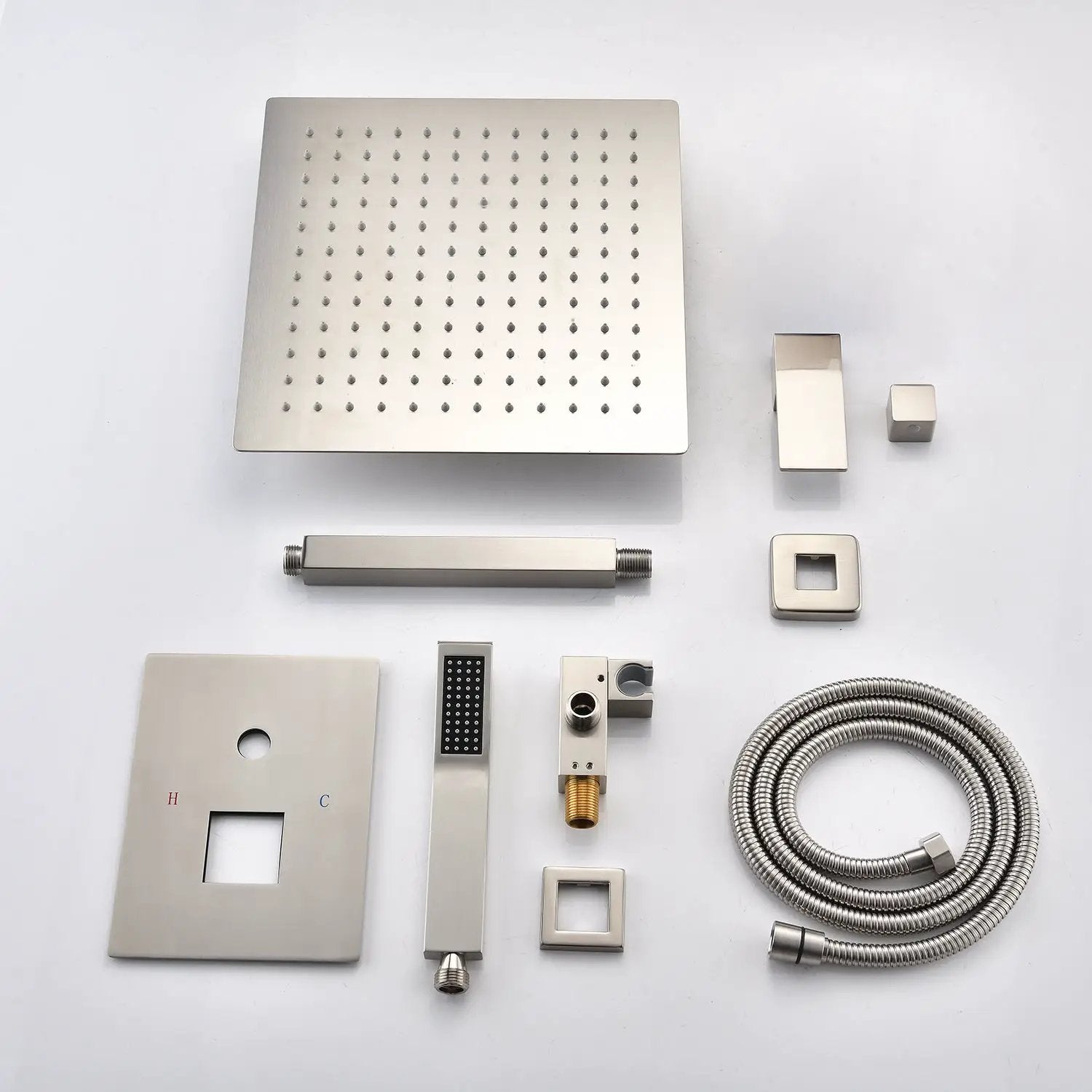 Ceiling Mounted Shower System Combo Set with Handheld and 16" Shower Head by HouseOfZazla