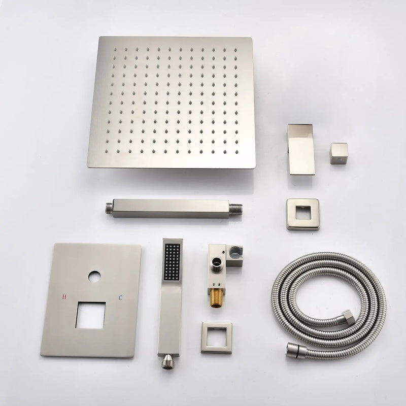 Ceiling Mounted Shower System Combo Set with Handheld and 16" Shower Head by HouseOfZazla