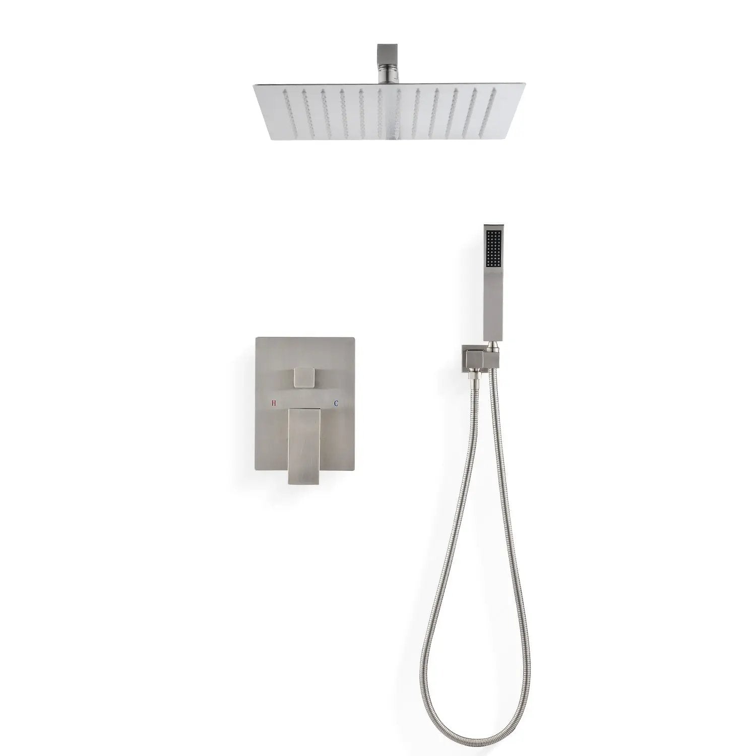 Ceiling Mounted Shower System Combo Set with Handheld and 16" Shower Head by HouseOfZazla
