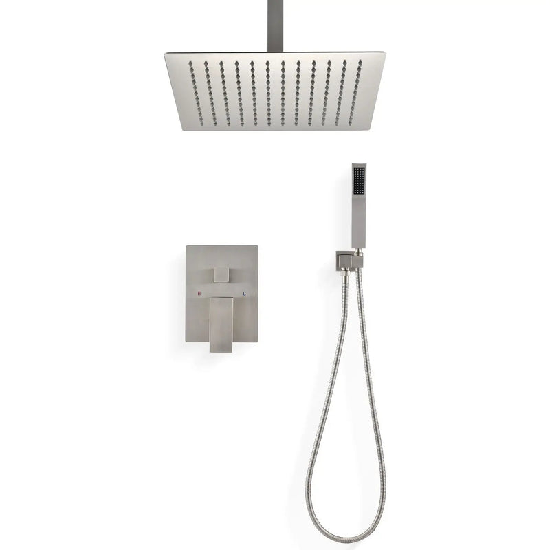 Ceiling Mounted Shower System Combo Set with Handheld and 16" Shower Head by HouseOfZazla