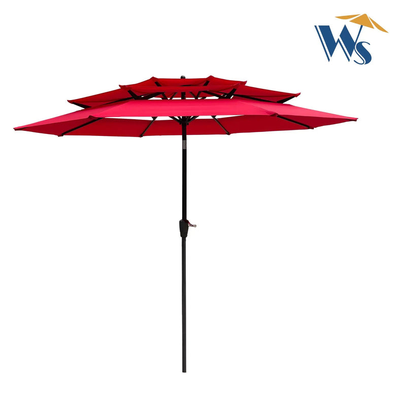 9Ft 3-Tiers Outdoor Patio Umbrella with Crank and Tilt by HouseOfZazla