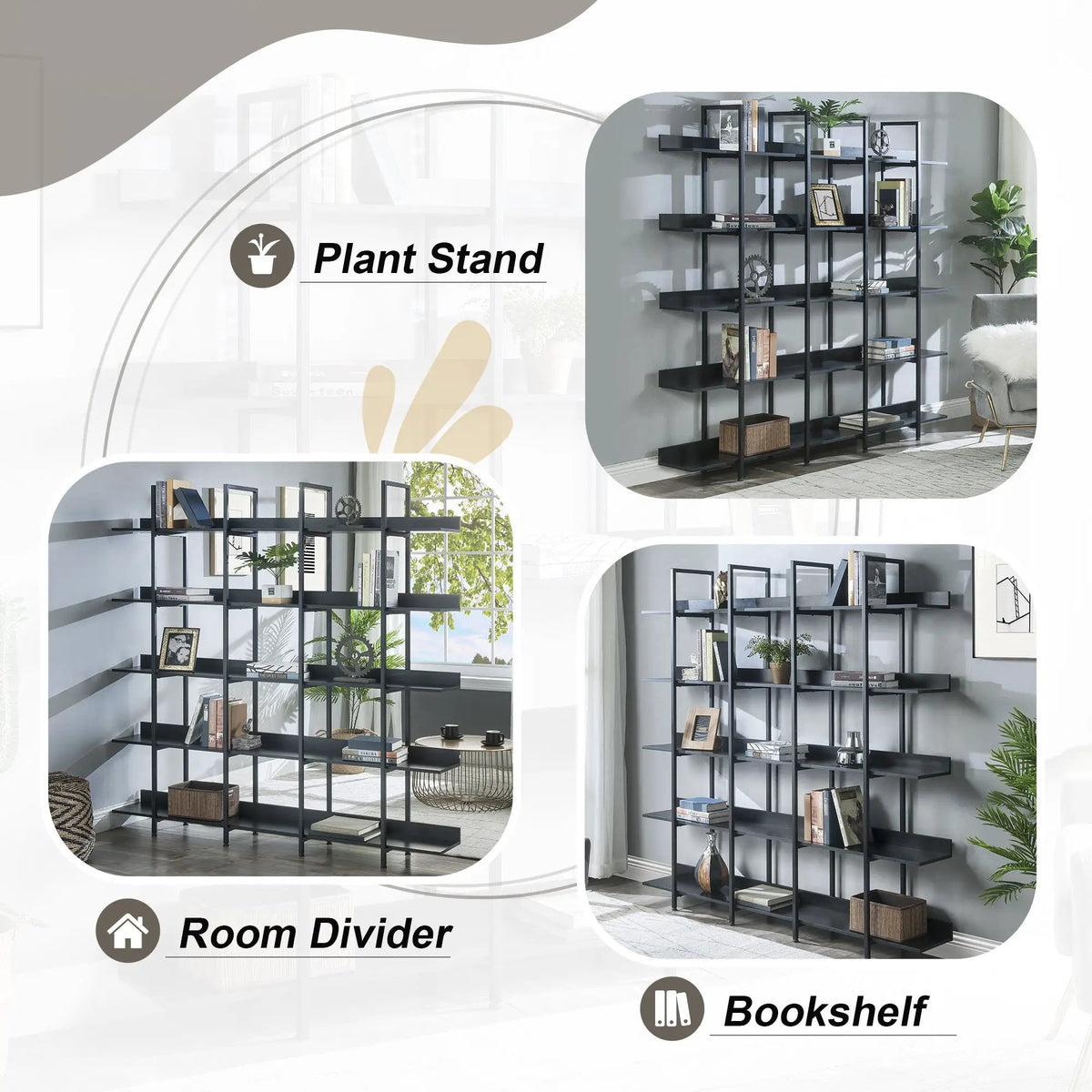 5 Tier Vintage Industrial Style Bookshelf by HouseOfZazla