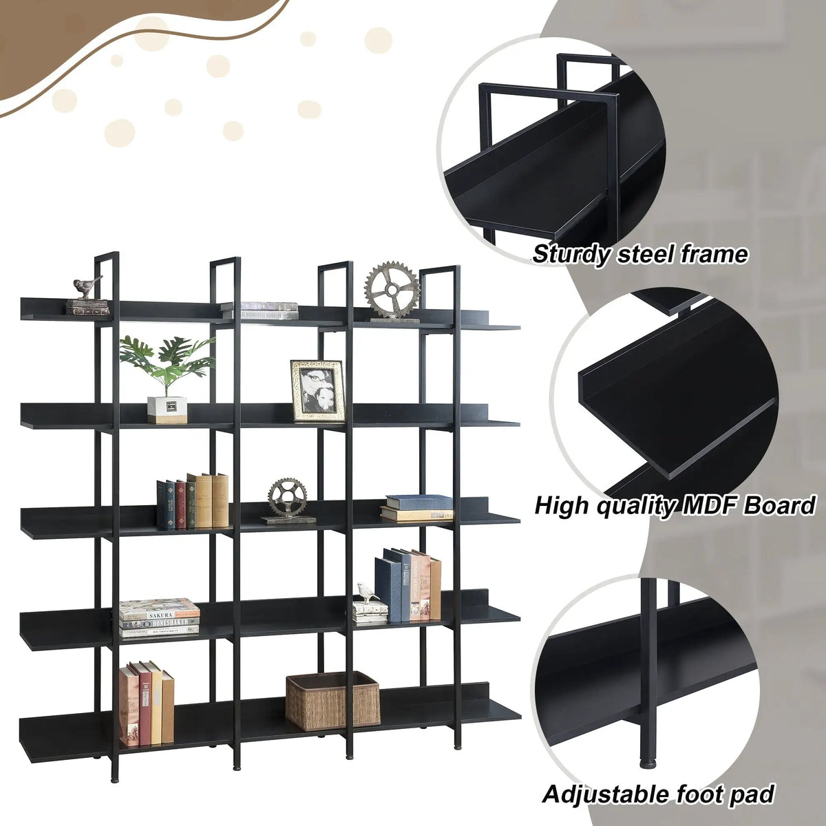 5 Tier Vintage Industrial Style Bookshelf by HouseOfZazla