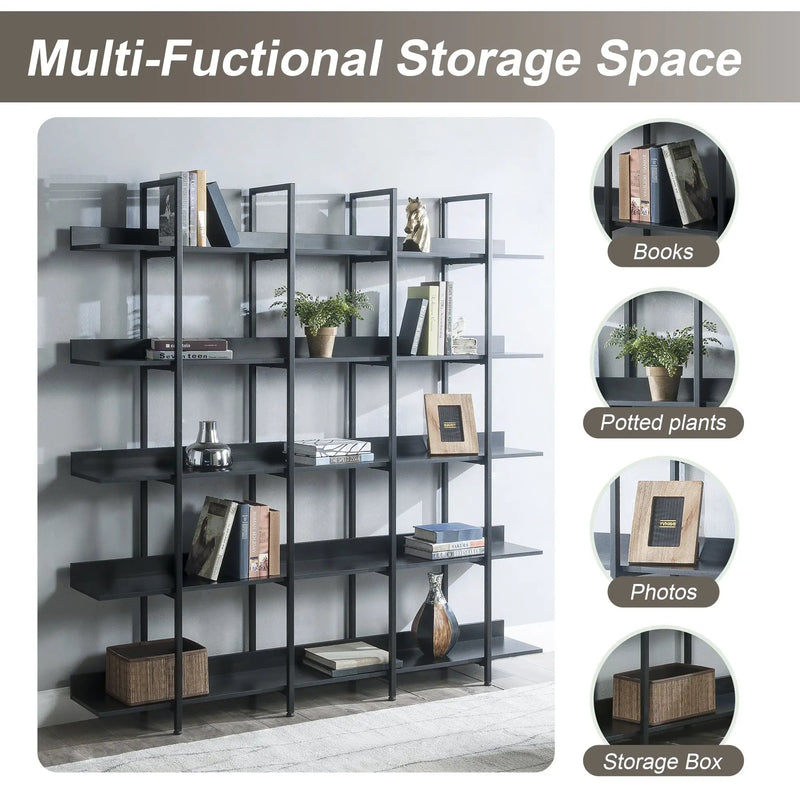 5 Tier Vintage Industrial Style Bookshelf by HouseOfZazla
