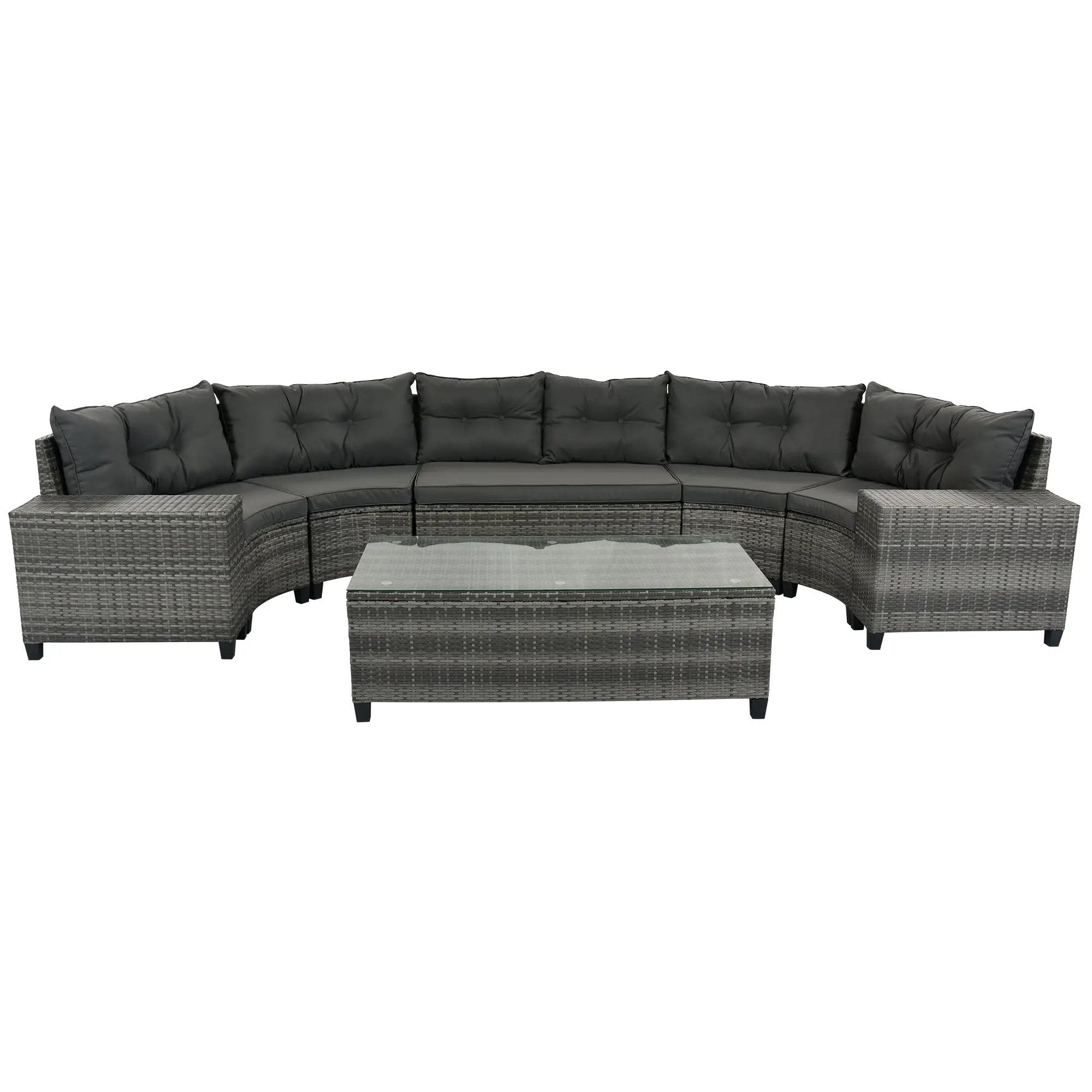 8-Pieces Outdoor Wicker Round Sofa Set by HouseOfZazla