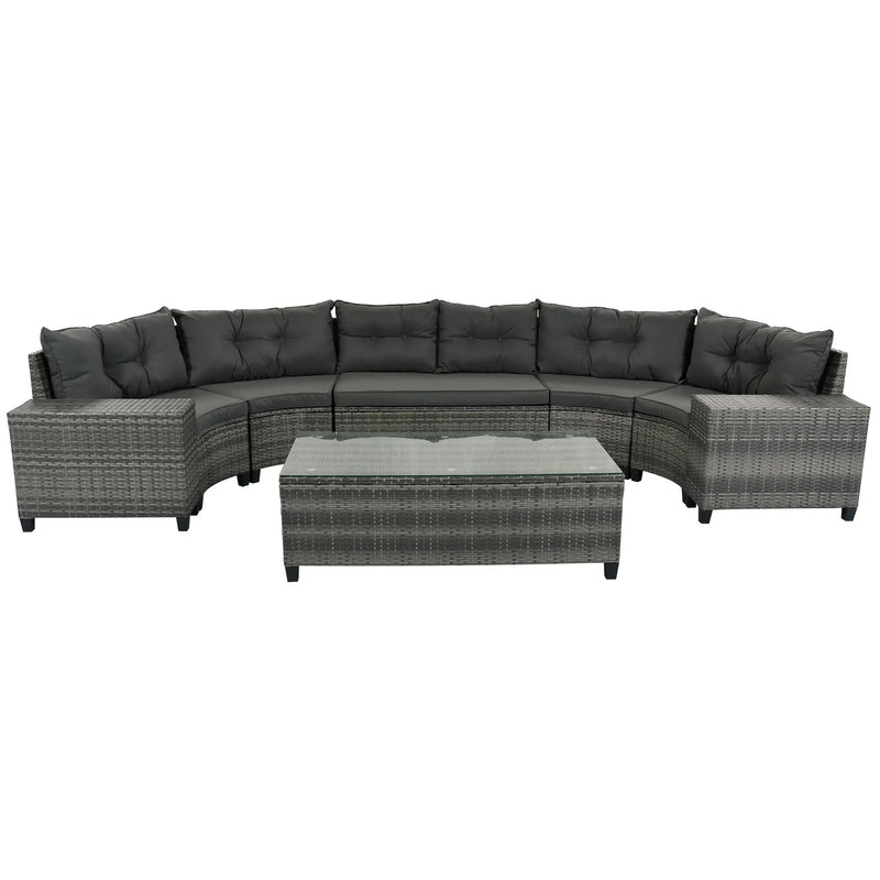 8-Pieces Outdoor Wicker Round Sofa Set by HouseOfZazla