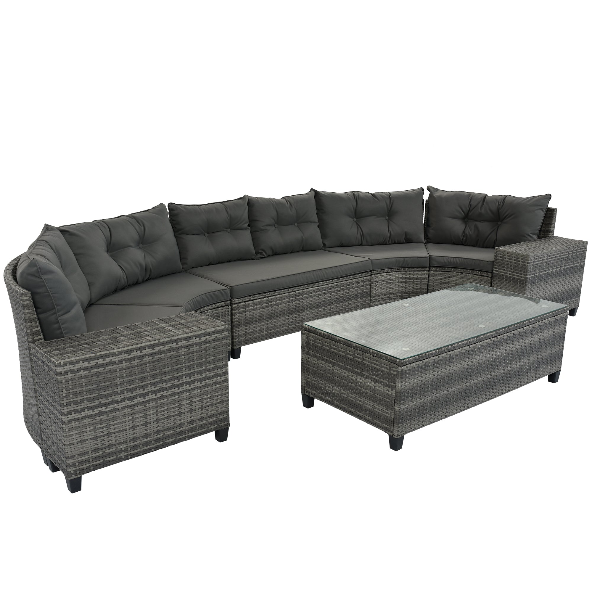 8-Pieces Outdoor Wicker Round Sofa Set by HouseOfZazla