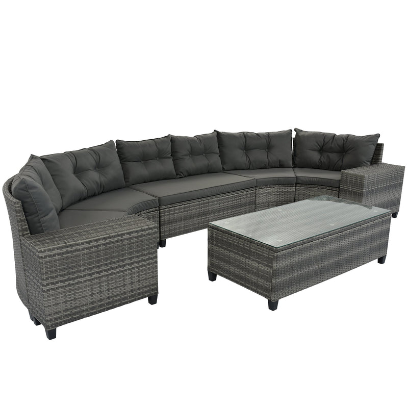 8-Pieces Outdoor Wicker Round Sofa Set by HouseOfZazla