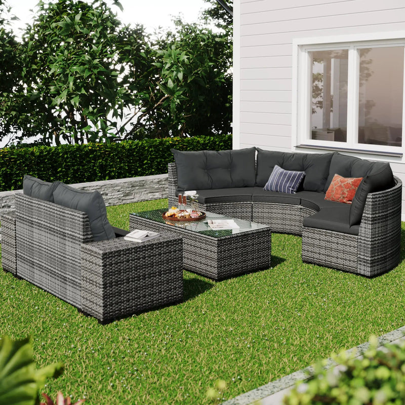 8-Pieces Outdoor Wicker Round Sofa Set by HouseOfZazla