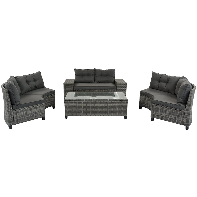 8-Pieces Outdoor Wicker Round Sofa Set by HouseOfZazla