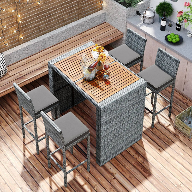 GO 5-Pieces Outdoor Patio Wicker Bar Set by HouseOfZazla