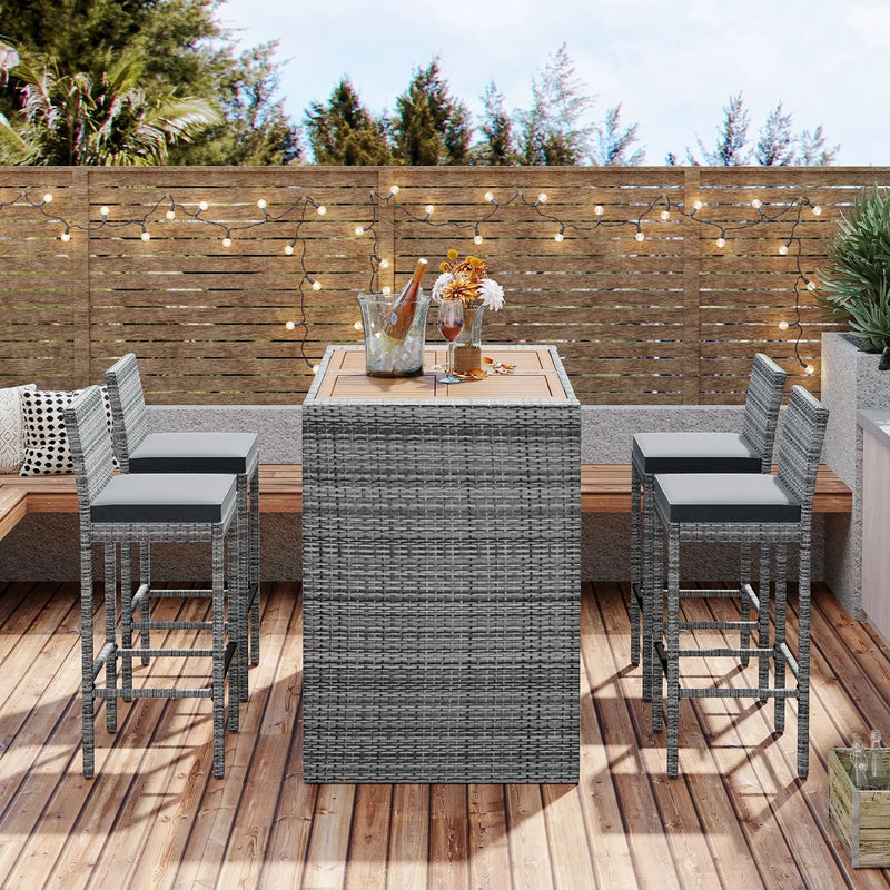 GO 5-Pieces Outdoor Patio Wicker Bar Set by HouseOfZazla