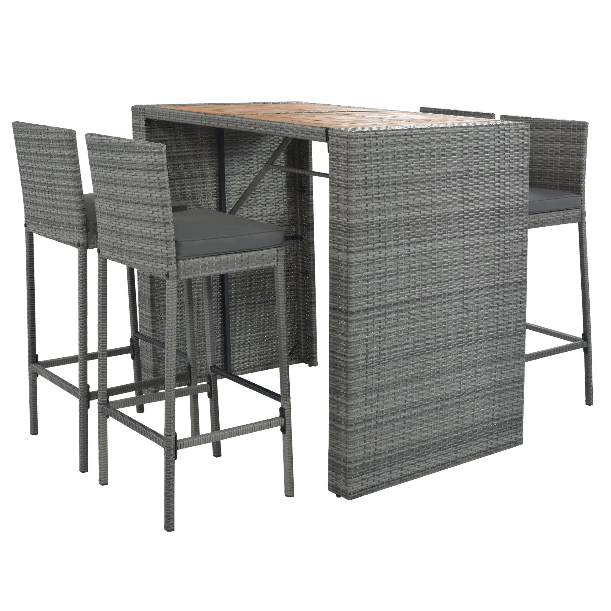GO 5-Pieces Outdoor Patio Wicker Bar Set by HouseOfZazla
