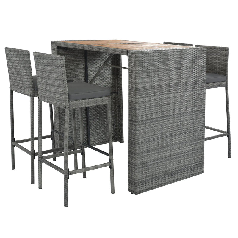 GO 5-Pieces Outdoor Patio Wicker Bar Set by HouseOfZazla