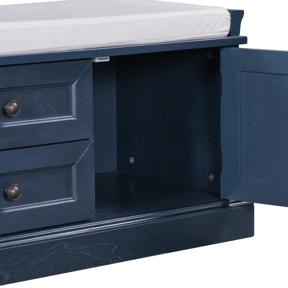 TREXM Storage Bench with 2 Drawers and 2 Cabinets in Antique Navy by HouseOfZazla