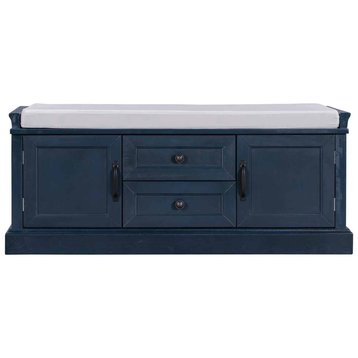 TREXM Storage Bench with 2 Drawers and 2 Cabinets in Antique Navy by HouseOfZazla