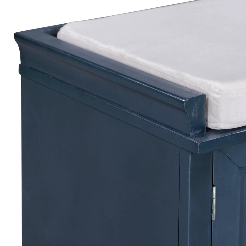 TREXM Storage Bench with 2 Drawers and 2 Cabinets in Antique Navy by HouseOfZazla