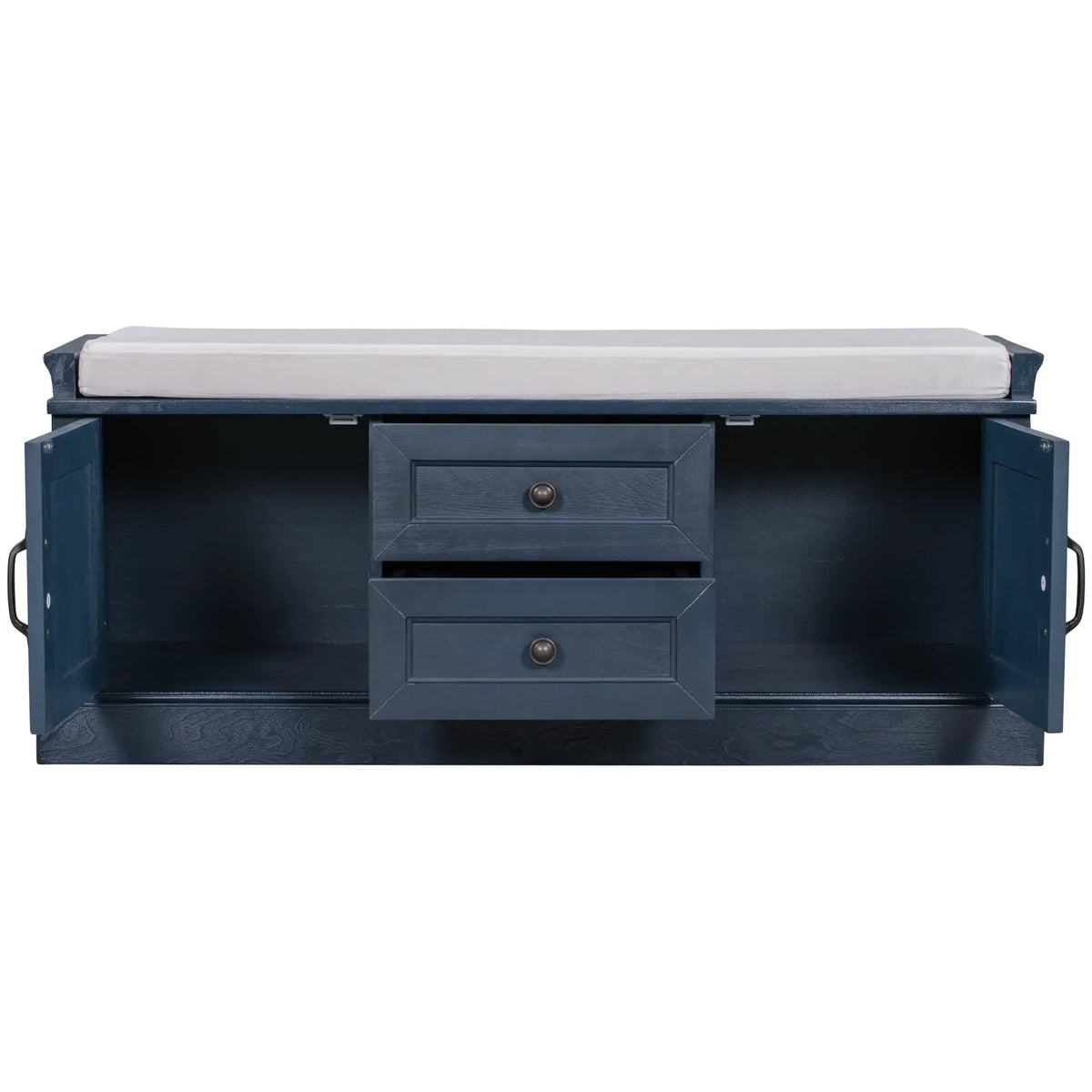 TREXM Storage Bench with 2 Drawers and 2 Cabinets in Antique Navy by HouseOfZazla