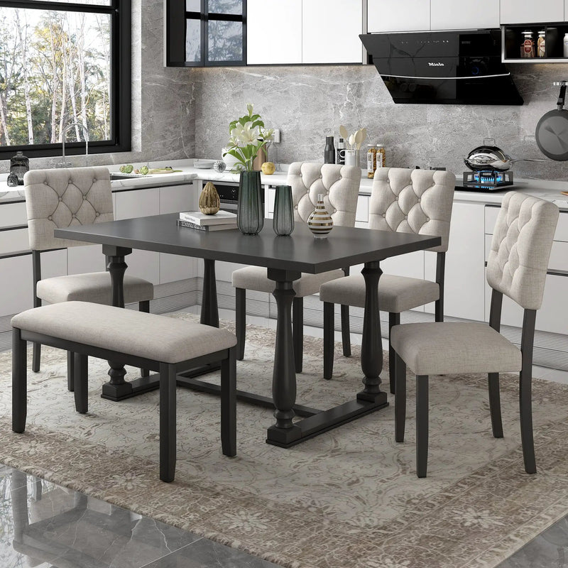 TREXM 6-Piece Dining Table and Chair Set by HouseOfZazla