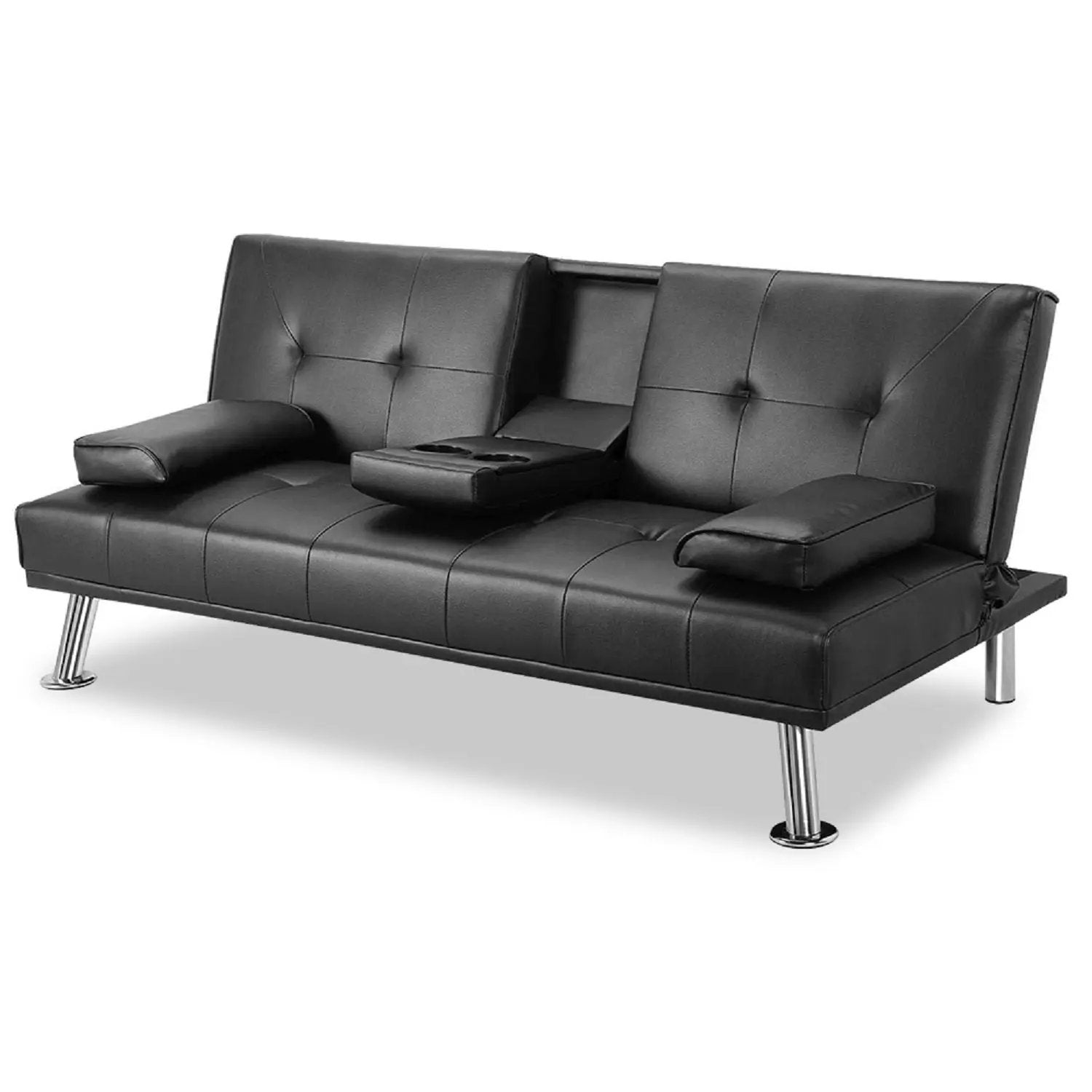 Mega Futon Sofa Bed - Modern Faux Leather Convertible Lounge Sofa by HouseOfZazla