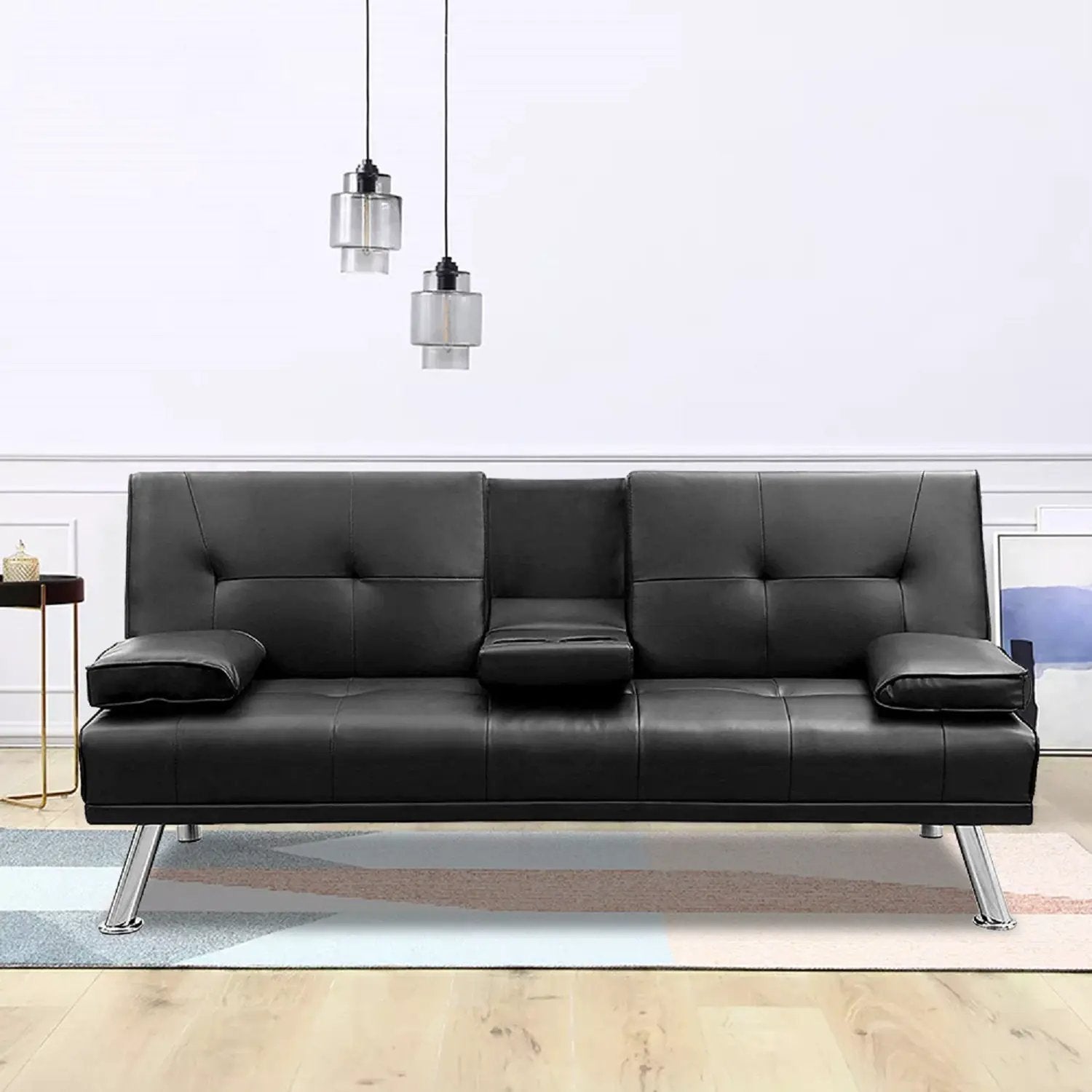 Mega Futon Sofa Bed - Modern Faux Leather Convertible Lounge Sofa by HouseOfZazla