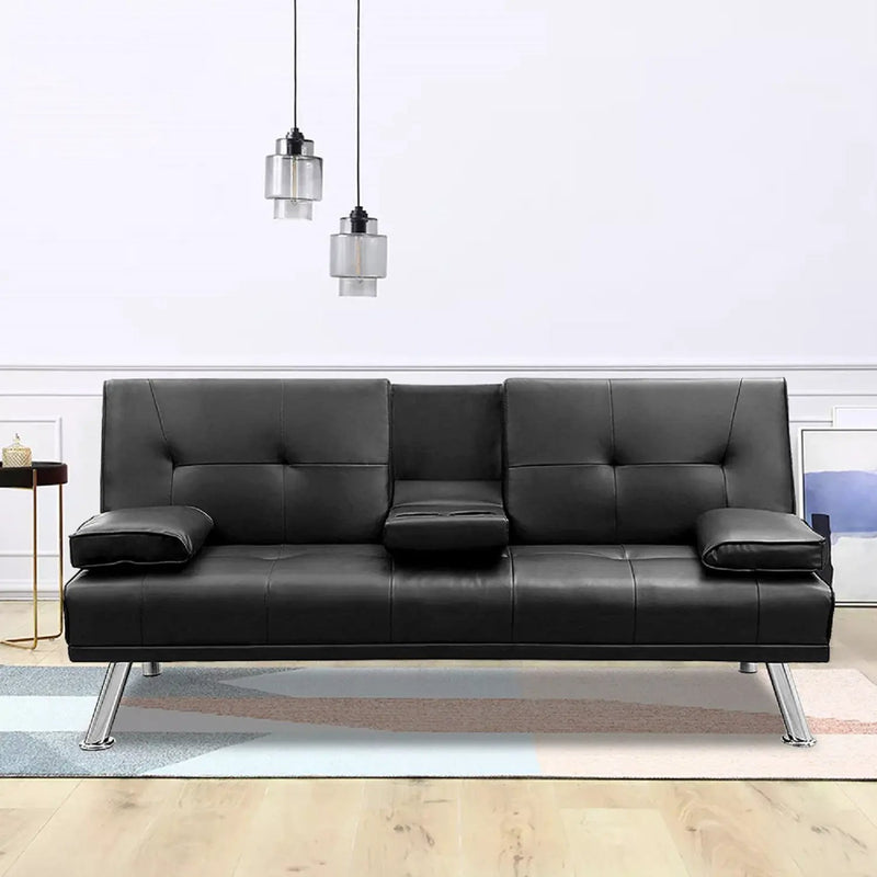 Mega Futon Sofa Bed - Modern Faux Leather Convertible Lounge Sofa by HouseOfZazla