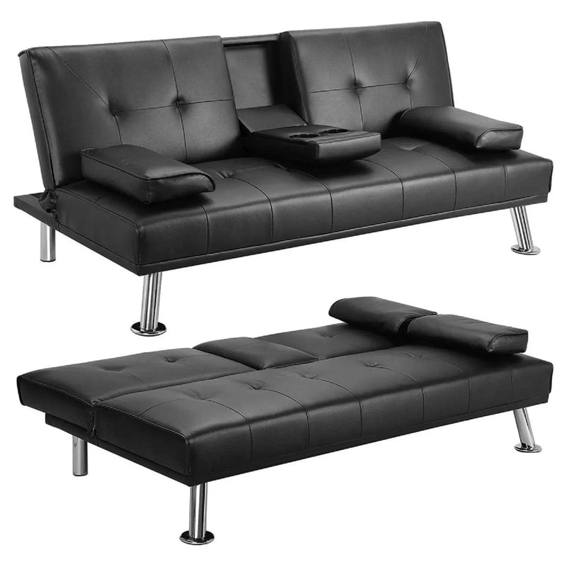 Mega Futon Sofa Bed - Modern Faux Leather Convertible Lounge Sofa by HouseOfZazla