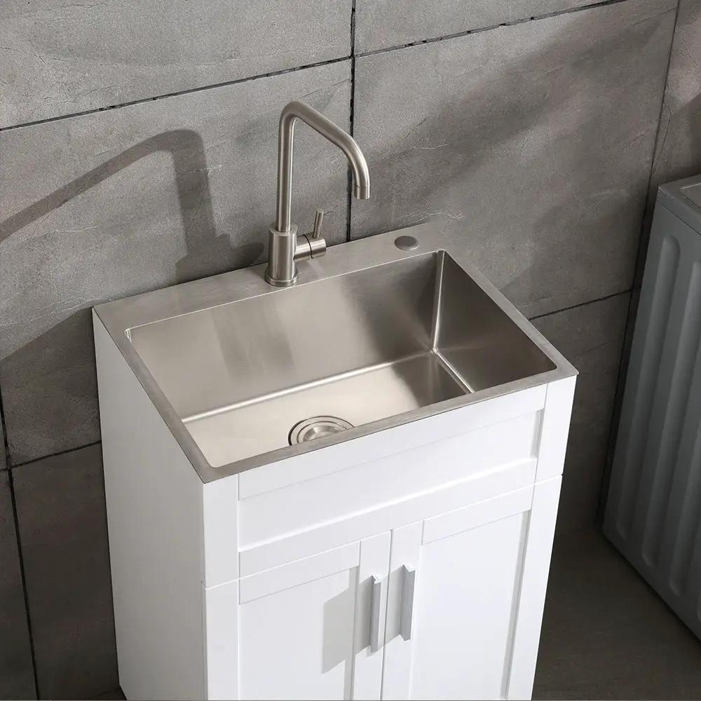 24in Stainless Steel Washing Sink with Faucet Hoses and Drain Head by HouseOfZazla