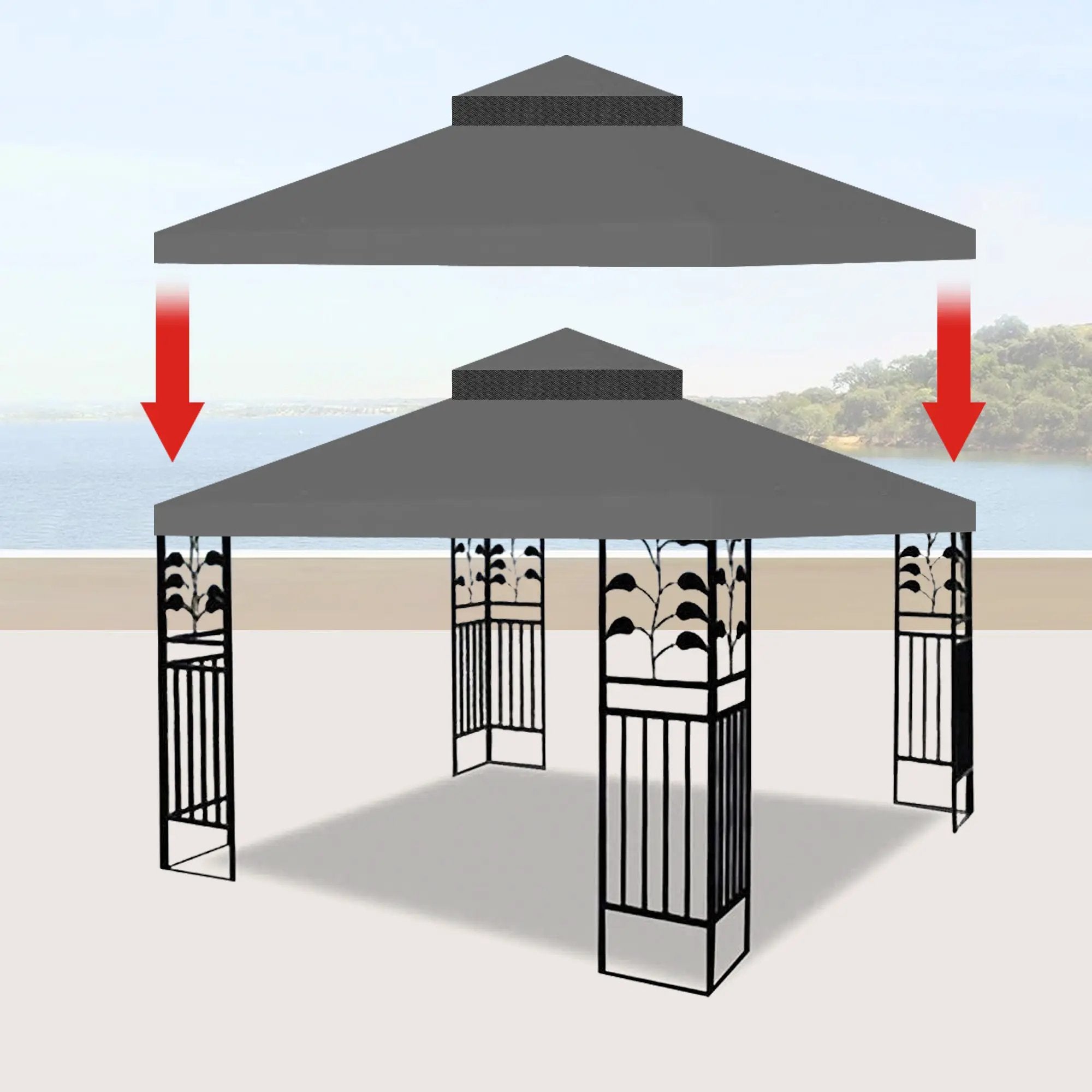 10x10 Ft Outdoor Patio Gazebo Replacement Canopy by HouseOfZazla