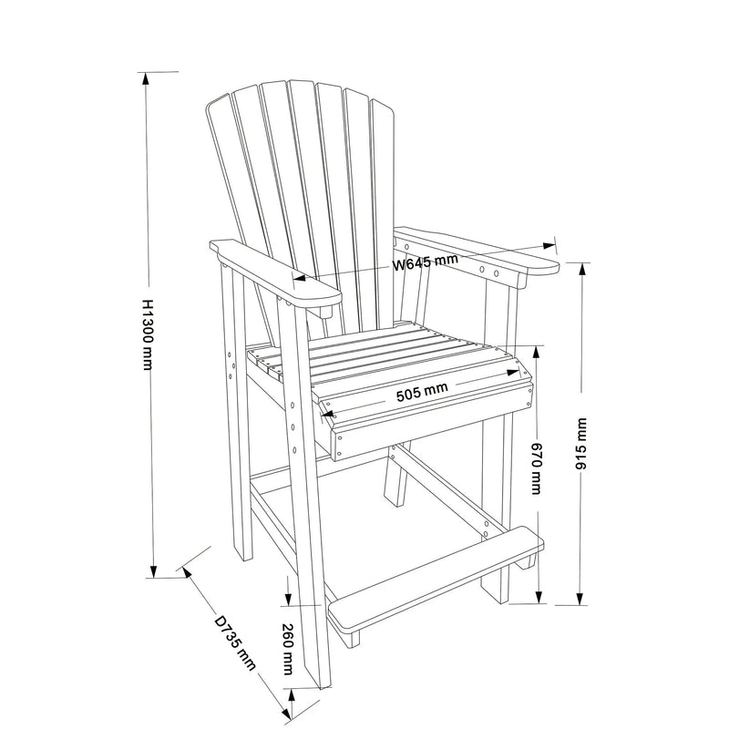 HDPE Bar Chair, Outdoor Tall Adirondack Chairs Set of 2 by HouseOfZazla