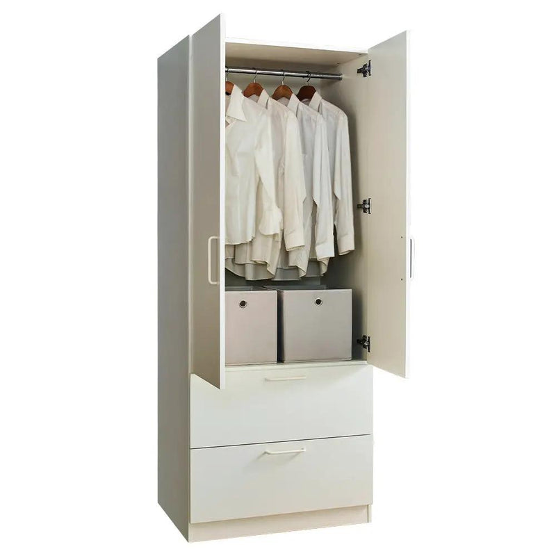 Emma Two-Door Wood Closet with Two Drawers and Hanging Bars, photo 4 of 5