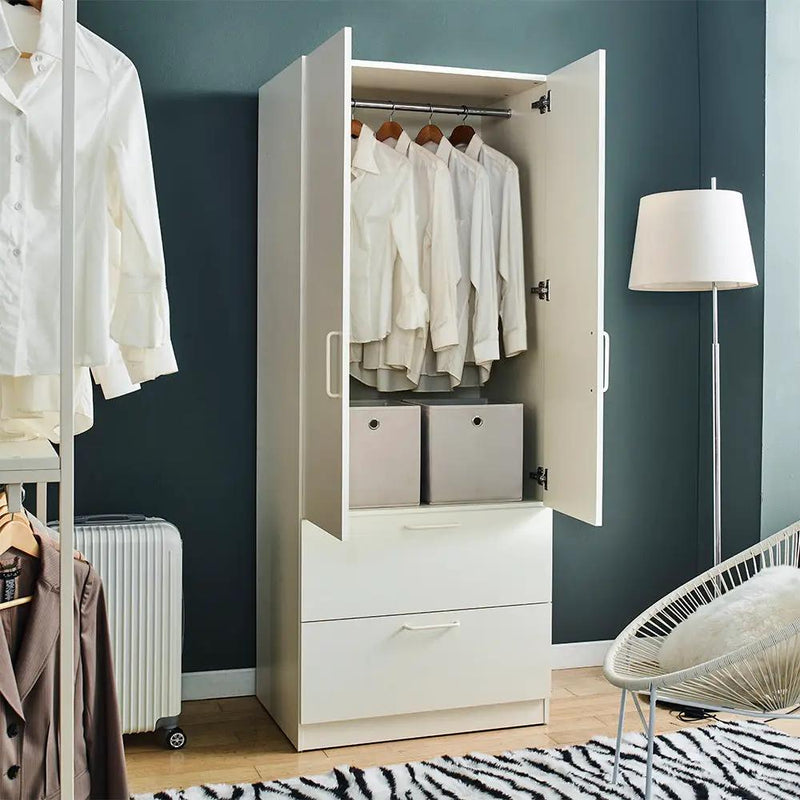 Emma Two-Door Wood Closet with Two Drawers and Hanging Bars, photo 2 of 5