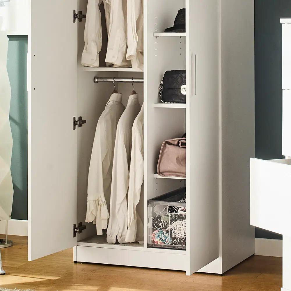 Viviane Contemporary Wood Closet with Hanging Bars and Five Shelves by HouseOfZazla