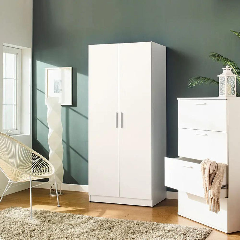 Viviane Contemporary Wood Closet with Hanging Bars and Five Shelves by HouseOfZazla