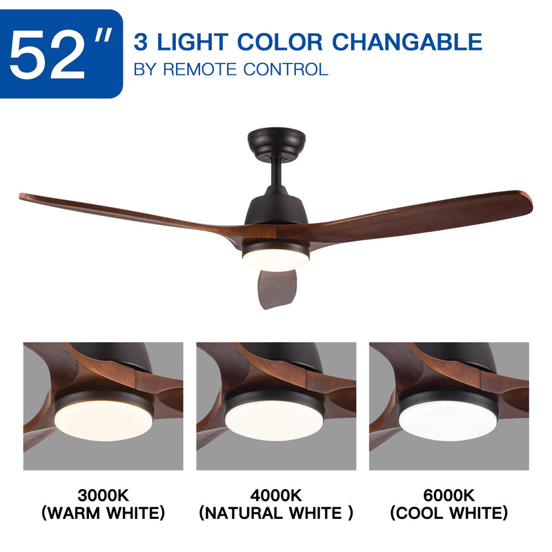 52" Yuhao Farmhouse Rustic LED Ceiling Fan with Remote Control by HouseOfZazla