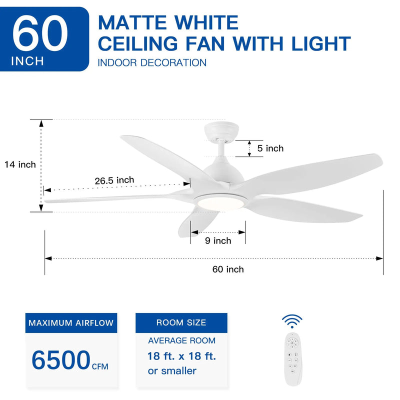 Modern 60-Inch Integrated LED Ceiling Fan Lighting by HouseOfZazla