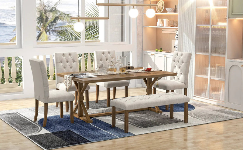 TREXM 6-Piece Farmhouse Dining Table Set by HouseOfZazla