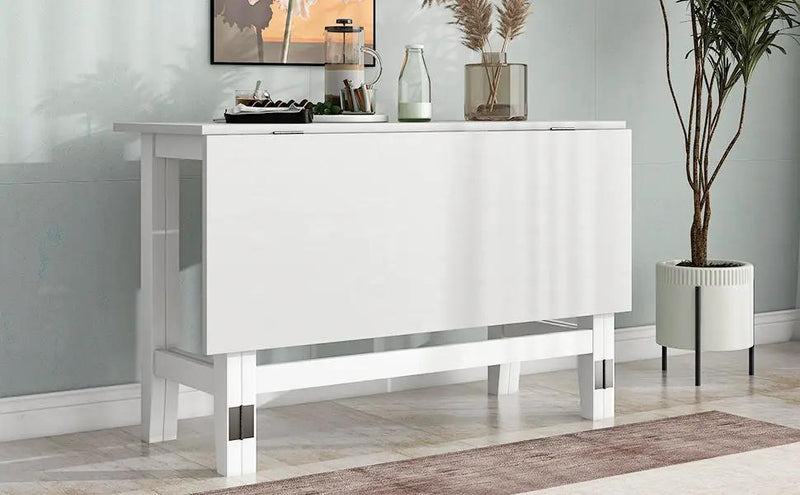Topmax Farmhouse Wood Extendable Dining Table with Drop Leaf - White by HouseOfZazla