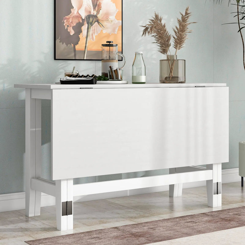 Topmax Farmhouse Wood Extendable Dining Table with Drop Leaf - White by HouseOfZazla