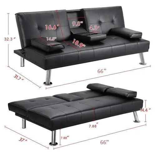 Mega Futon Sofa Bed - Modern Faux Leather Convertible Lounge Sofa by HouseOfZazla