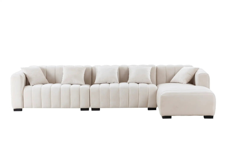 L-Shape Sectional Sofa with Deep Tufted Velvet Upholstered Right Chaise Modular Sofa by HouseOfZazla