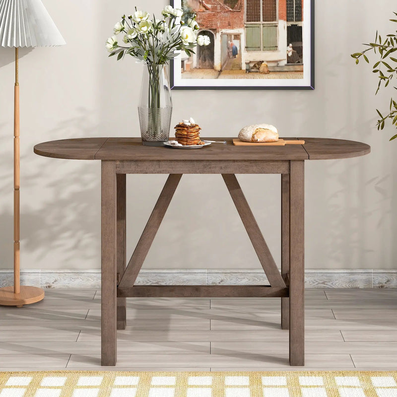TOPMAX 3-Piece Wood Counter Height Drop Leaf Dining Table Set with 2 Upholstered Chairs by HouseOfZazla