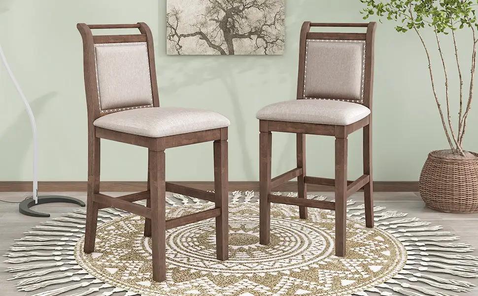 TOPMAX 3-Piece Wood Counter Height Drop Leaf Dining Table Set with 2 Upholstered Chairs by HouseOfZazla