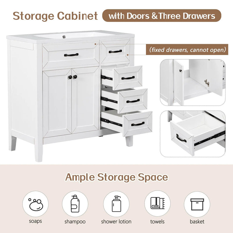36" Bathroom Vanity Without Sink - Cabinet Base Only by HouseOfZazla