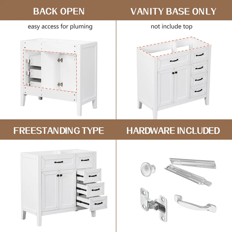 36" Bathroom Vanity Without Sink - Cabinet Base Only by HouseOfZazla