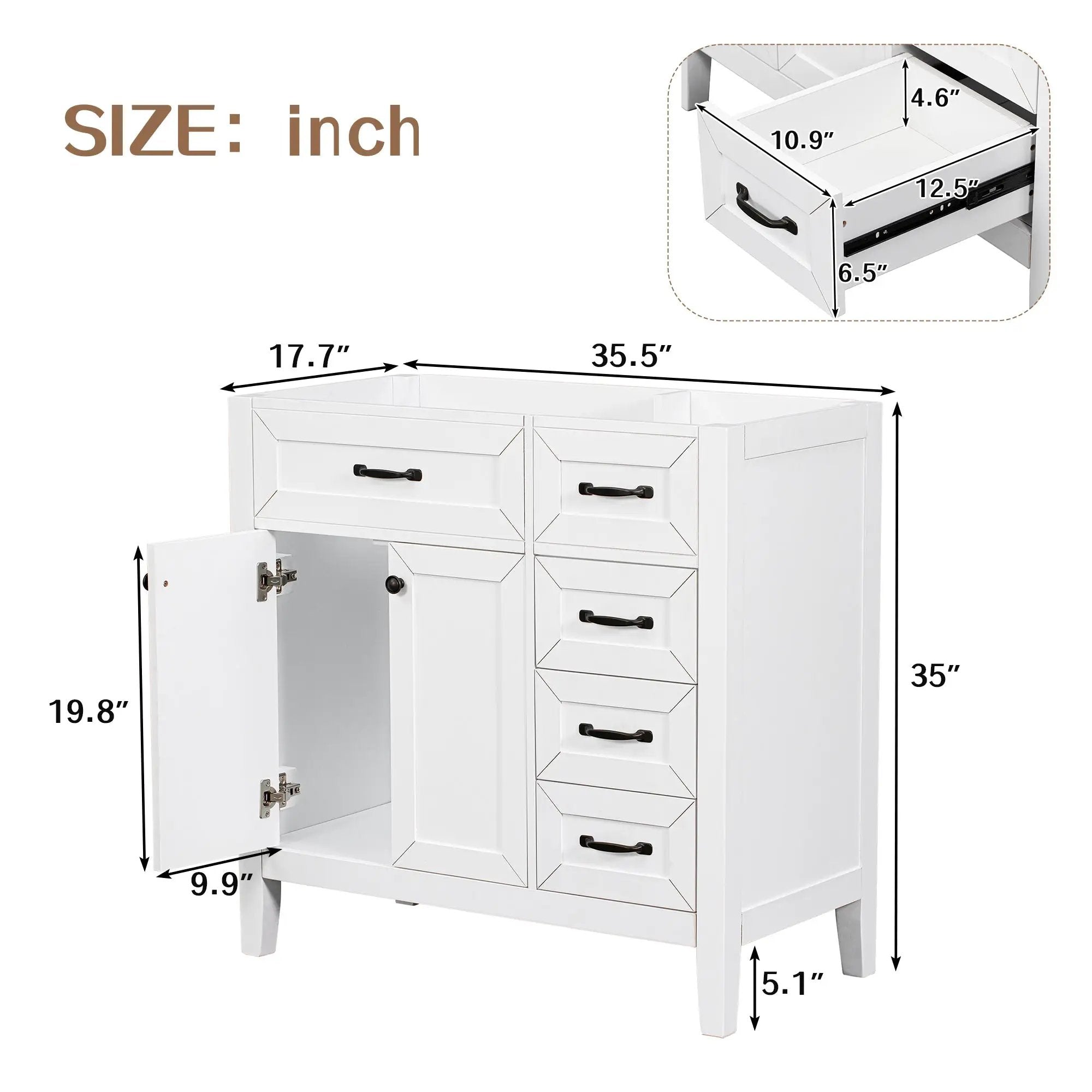 36" Bathroom Vanity Without Sink - Cabinet Base Only by HouseOfZazla